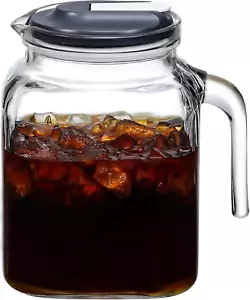 68 Oz Glass Pitcher with Lid and Spout for Iced Tea, Juice, and Drinks - Picture 1 of 12