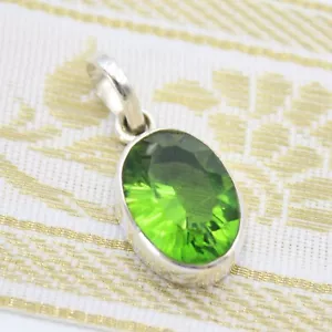 Peridot Anhänger Silber 925 Kettenanhänger Sterlingsilber oval modern grün ts - Bild 1 von 5