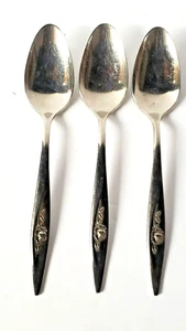 OneidaCraft Deluxe Stainless Flatware Teaspoons Lasting Rose Silverware Set of 3 - Picture 1 of 2