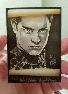 SPIDERMAN TOBEY MAGUIRE HAND DRAWN SKETCH TRADING CARD BY AARON LAIDLEY PSC - Picture 1 of 2