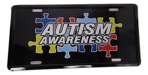 Autism Awareness Puzzle Pieces Black 6"x12" Aluminum License Metal Plate Sign - Picture 1 of 1