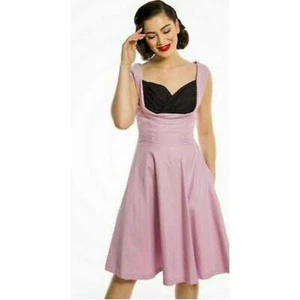 NEW LINDY BOP Size US S Ophelia Dress Retro Purple Black Sleeveless Pockets - Picture 1 of 5