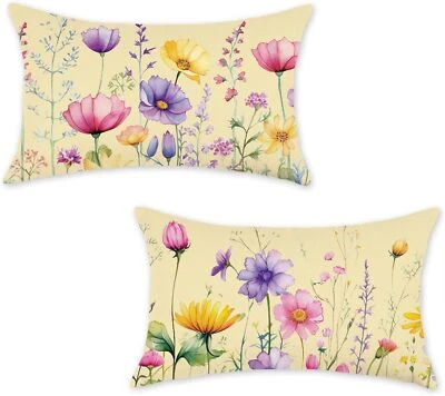 Juego de 2 fundas de almohada de primavera ONWAY 12x20 pulgadas flores coloridas florales Foto 1 de 4