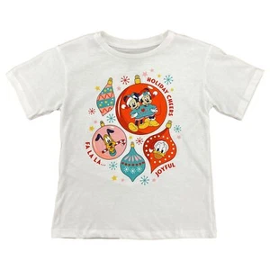 Disney Girls White Holiday Cheers Christmas Graphic Tee Shirt T-Shirt - Picture 1 of 2