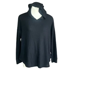 Chaser Black Thermal Waffle Knit Relaxed Fit Hoodie Sweatshirt Size XL - Picture 1 of 8