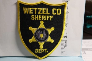 police patch  WETZEL COUNTY SHERIFF  WEST VIRGINIA  YELLOW BORDERS AND LETTERING - Picture 1 of 1