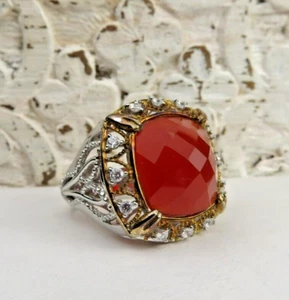 MICHAEL VALITUTTI RING TIEFORANGE KARNEOL UND DEKORATIV STERLINGSILBER 6 - Bild 1 von 7