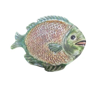 Handmade Ceramic Fish-Shaped Decorative Plate By Gertrude McGowan - Picture 1 of 3