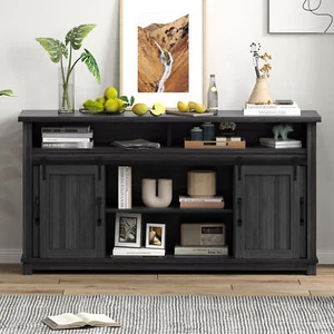 63" Coffee Bar Cabinet Storage Sideboard Buffet Cabinet with Adjustable Shelves - Picture 1 of 9