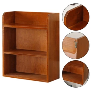 3 Tier Small Bookcase Desktop Storage Shelf Shelving Display Rack Retro Cabinet - Picture 1 of 6