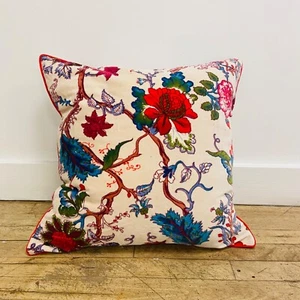 White Designer Velvet Piped Floral Pillows - Picture 1 of 3