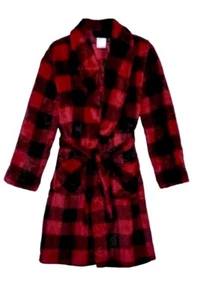 Wonder Nation Plush Velour Fleece Red Buffalo Check Plaid Robe Size Small 6/7 - Picture 1 of 2