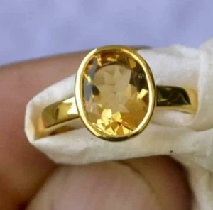 Natürlicher gelber Saphir Pukhraj Rashi Ratan astrologischer handgefertigter Ring - Bild 1 von 3