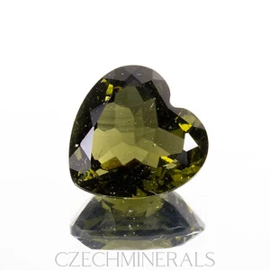 3.81ct MOLDAVITE tektite faceted loose gem HEART 11x11MM #CM313 - Picture 1 of 4