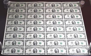 2009 32 Note Sheet $2 Two Dollar Bills Dallas Texas Uncut Currency in Tube - Picture 1 of 4