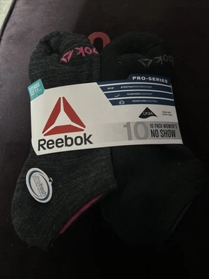 Reebok Socks Womens 9-12 Pro Series Stretch Performance No Show Stretch 10-Pack - Imagem 1 de 4