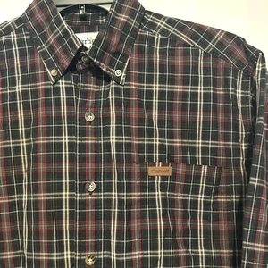 Carhartt Mens Long Sleeve Flannel Shirt Size M 100% Cotton Plaid Black Red-2008 - Picture 1 of 10