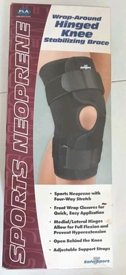 Soporte estabilizador de rodilla con bisagras envoltura de neopreno deportivo talla grande, negro Foto 1 de 4