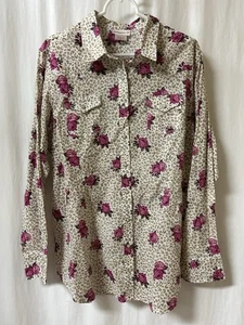 Ariat XXL Pearl Snap Western Shirt Damen weiß rosa Blumen Gepard Print Baumwolle - Bild 1 von 18