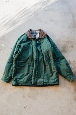 Chaqueta de Colección Nautica Chore Para Hombre Grande Verde Forrada a Cuadros Borde de Cuero Foto 1 de 4