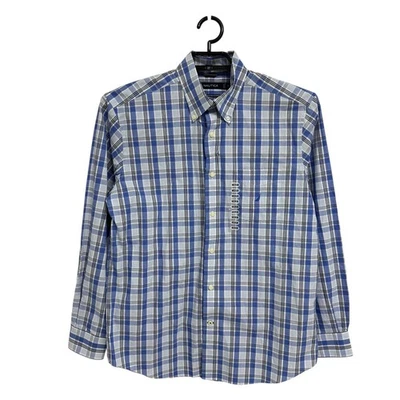 Nautica Wrinkle resistant men's Plaid shirt blue white long sleeve size M - Image 1 of 4