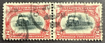 US 1901 Scott # 295 Used Joint Pair with Original Gum  Empire State Express - Image 1 of 2