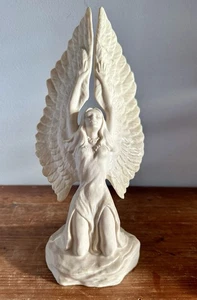 Vintage “Angel of Light” Ceramic Sculpture Winged Woman Cream Ivory Art Nouveau - Picture 1 of 8