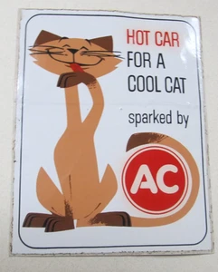 AC Spark Plugs Cool Cat - Original Vintage 60's 70's Racing Decal/Sticker Chevy  - Picture 1 of 1
