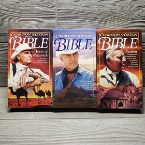 Charlton Heston Presents: The Bible Lot of 3 Jesus Of Nazareth Genesis Passion  - Picture 1 of 7