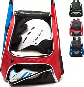 "Sporty Baseball Backpack with Shoe Compartment and Bat Holder" - Picture 1 of 6