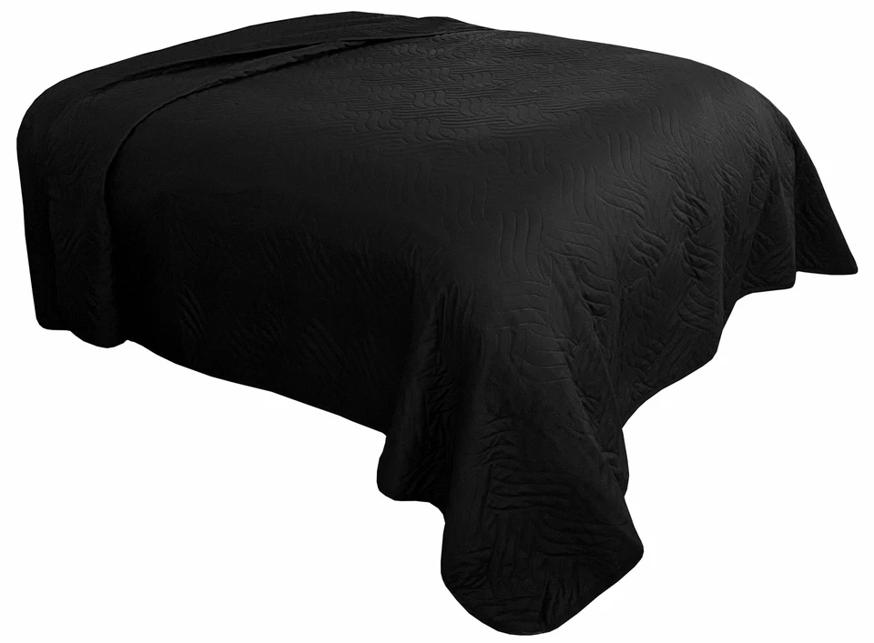 Tagesdecke Bettüberwurf Uni Schwarz Decke Sofaüberwurf 140 x 210cm 220 x 240cm - Bild 1 von 1