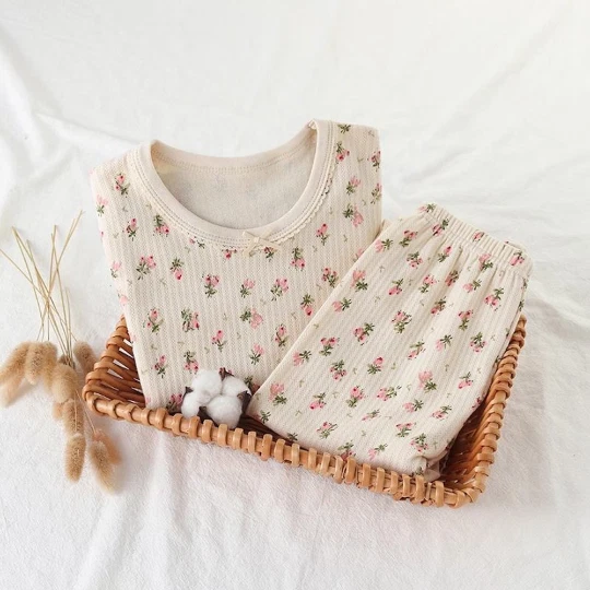 Pijama de algodón para niños 100 % algodón floral para niñas pijama ultrasuave - ENVÍO GRATUITO Foto 1 de 4