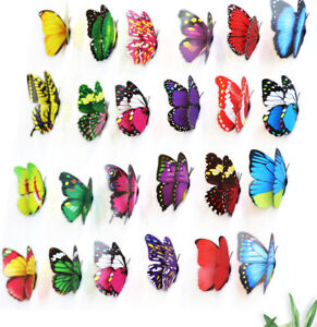 3D Set of 12 Butterflies Flowers Decoration Wall Tattoo Wall Sticker Wall Decor