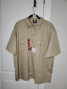 NWT Dickies Men’s Short Sleeve Twill Work Shirt Original Fit Khaki Brown 2XL XXL - Picture 1 of 11