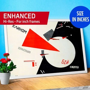 Batti i bianchi con il cuneo rosso, El Lissitzky, URSS 1919 - poster retrò sovietico - Foto 1 di 13