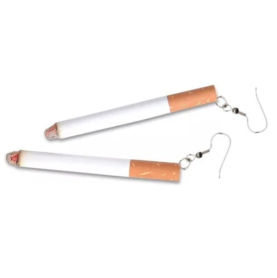 PENDIENTES Funky Cigarrillos Realistas Fumador Antitabaco Disfraz Novedad Joyería Foto 1 de 4