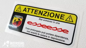 DUE adesivi ATTENZIONE grande punto abarth esseesse warning GP GPA SS - Foto 1 di 1