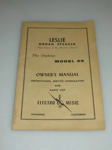 Vintage Leslie The Orpheus Model 25 Organ Speaker Owner's Manual - Picture 1 of 11