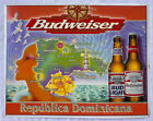BUDWEISER Republica Dominicana Embossed Tin Graphic Advertising Sign 1998 RARE