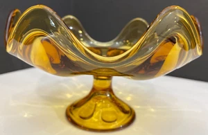 Viking Epic Art Vetro Ambra 6 Petali Piedi Composta Piatto Caramelle MCM - Foto 1 di 7