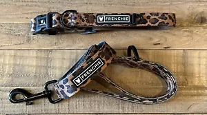 Combo de collar y correa de plomo con estampado de leopardog Frenchie Bulldog excelente estado - Imagen 1 de 8