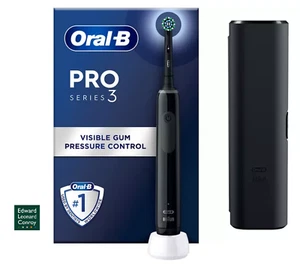 Cepillo de dientes eléctrico Oral-B Pro 3 y estuche de viaje, 3 modos - 2 pines Reino Unido - 3500, negro - Imagen 1 de 9