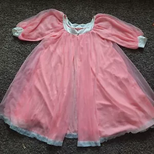 Camisón vintage para mujer rosa manga abullonada 21' barrido Claire Sandra Lucie Ann Med - Imagen 1 de 9