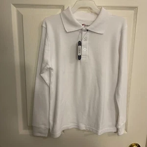 Premium Unisex Long Sleeve WhitPolo Shirt For Kids School Sports Shirt Size: 7-8 - Picture 1 of 4