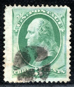 USA Classic Stamp 3c Washington 1870 Used {samwells-covers} LGREEN156 - Picture 1 of 6