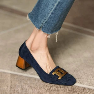 Tod's Women's Fringed Mid Heeled, Shallow Mouthed Heels Shoes - Picture 1 of 14