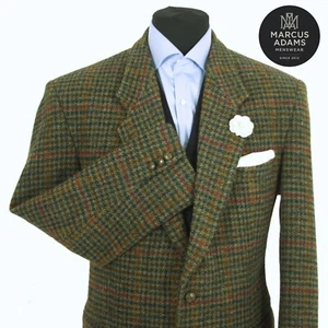 Harris Tweed Jacket Blazer 44S Dogtooth Windowpane Check Hacking Hunting Green - Picture 1 of 12