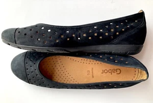 Gabor Rüschen Damen Leder Lochdetail schwarz Freizeit flache Schuhe Größe 10,5 - Bild 1 von 9