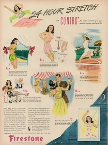 1944 Fashion Fabric Stretch Contro Vintage Print Ad Swim Tennis Party Nylons - Picture 1 of 9