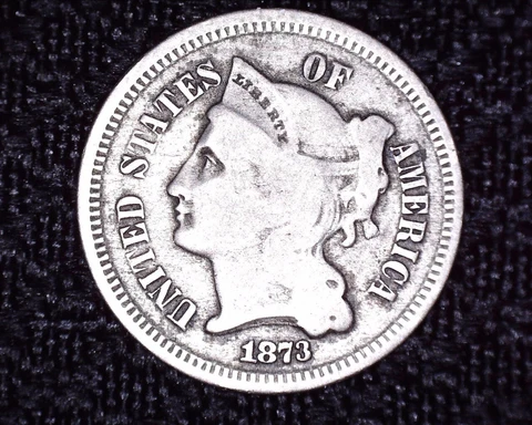 1873 3 Cent Piece/Nickel Low Mintage   Nice Details   #TR88 Cover